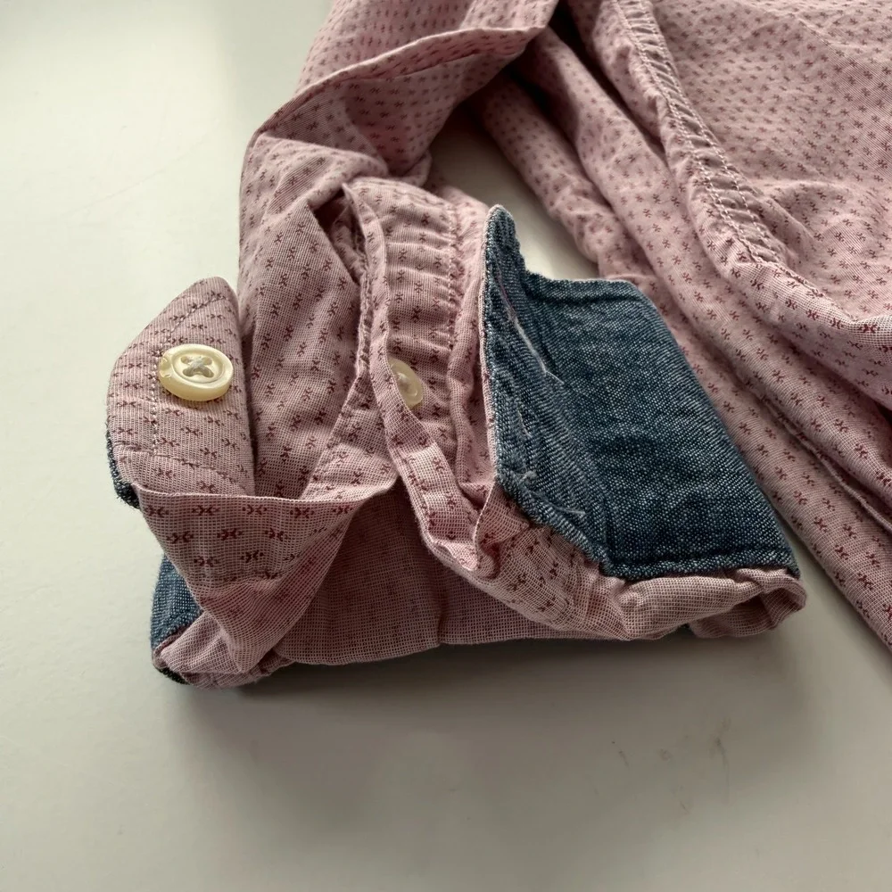 BANANA REPUBLIC Stretch Soft‎ Wash Button Down L/S Shirt Mens Medium Pink